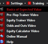 training videos and a link to the online poker outs trainer manual