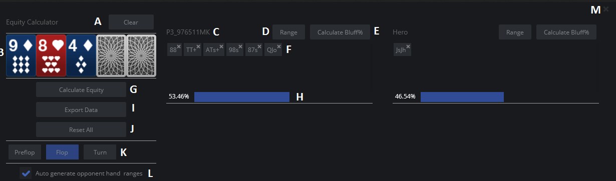 quick hand analysis is available in the built-in equity calculator 