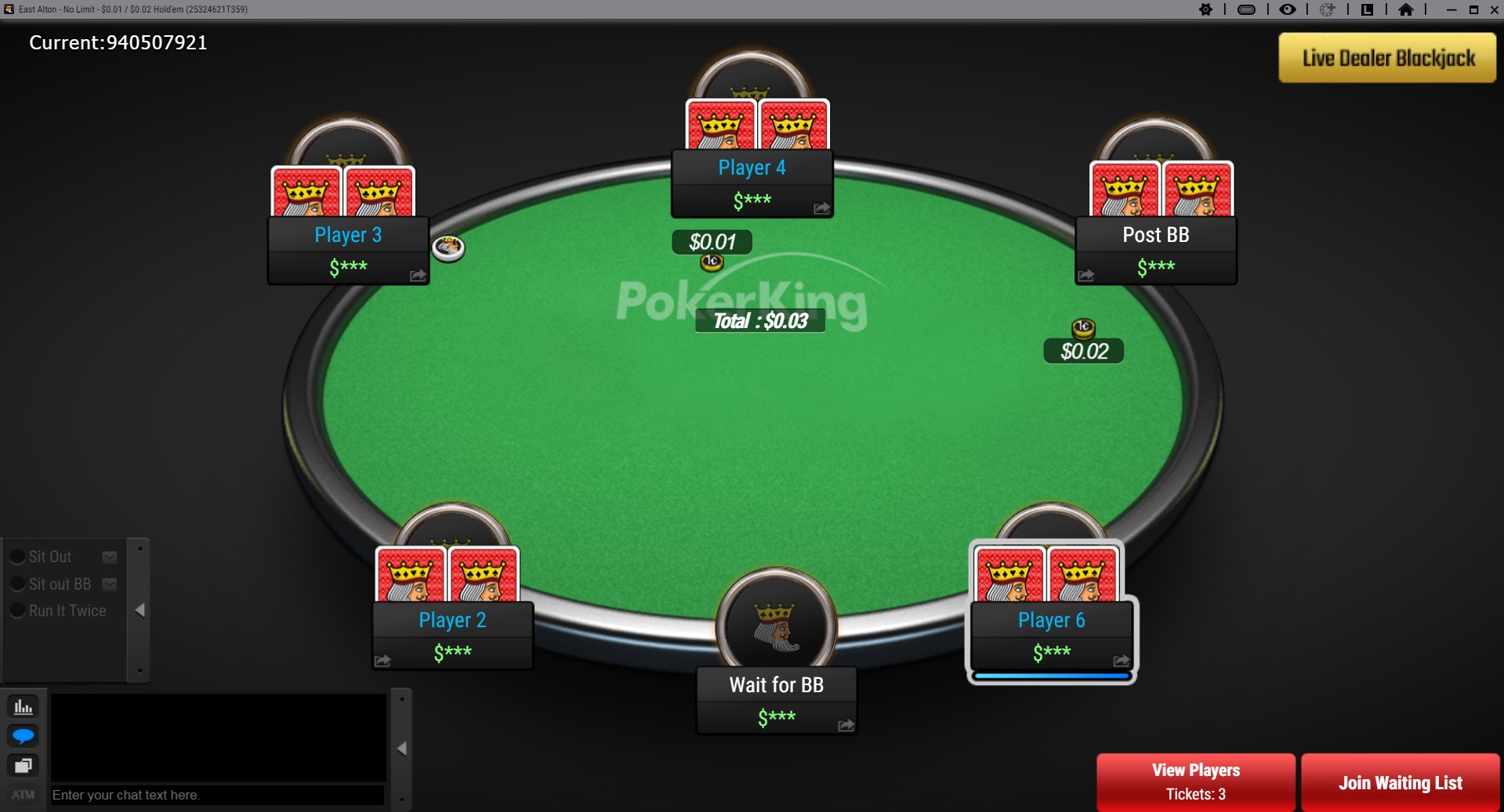 Blitz Poker at PokerKing is popular only at low limits.