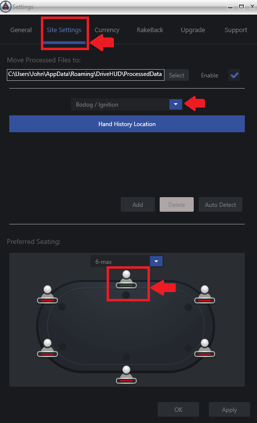poker site settings for DriveHUD to work properly 