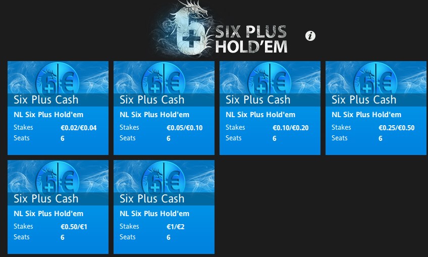 The first NL Six Plus Holdem to appear in the not-so-popular online poker room. 