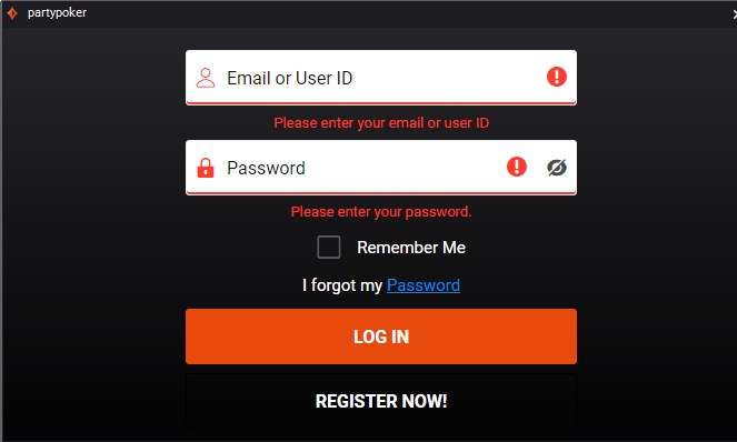 Attention: do not confuse Used ID and Screenname during login - on Partypoker they are not the same. 