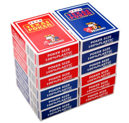 6 decks with blue and red backs from Modiano