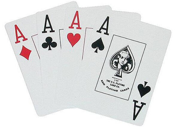 4 aces and all the main card suits in poker - at its best