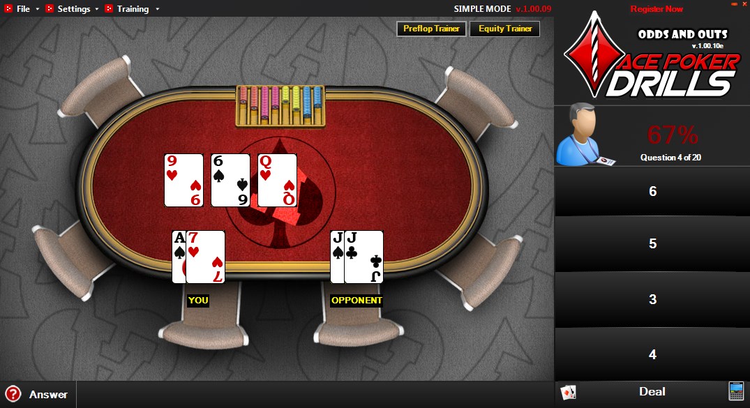 poker hand simulation in the Ace Poker Drills