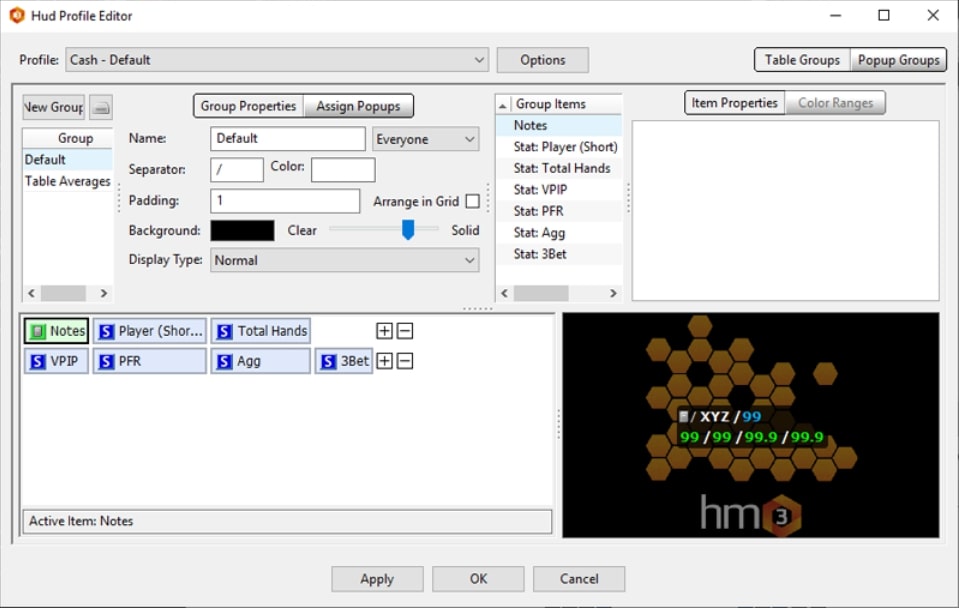 holdem manager 2 table stat number of players