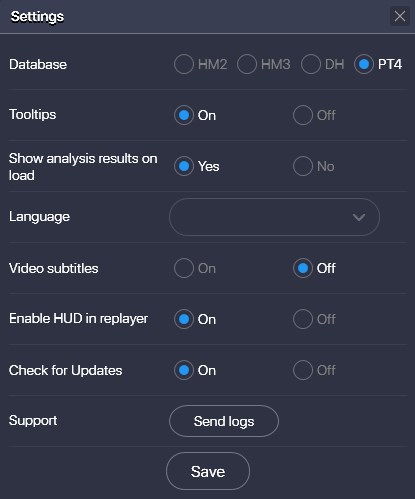 List of settings of the Leak Buster 2
