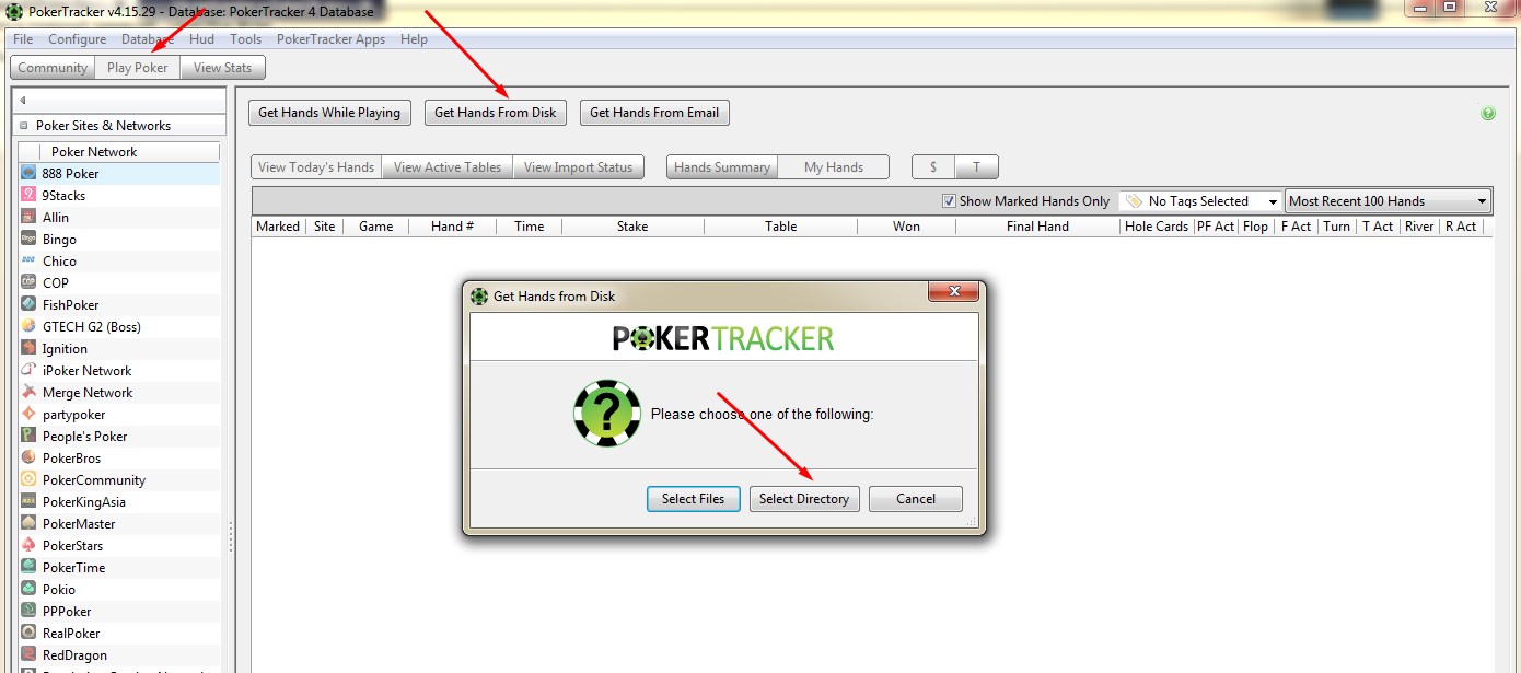 Poker Tracker 4 can download hand history with files, folders, or even from email. 